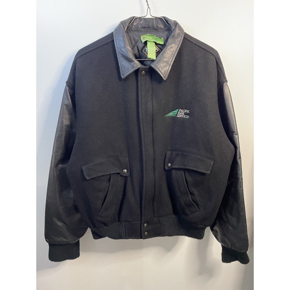 Vintage Nemesis Pacific Rail Services Mens Leather/Wool Jacket Size XL